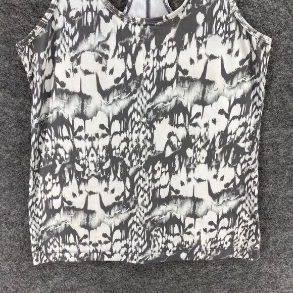 Lolë Sport Top Women PS Petite White Gray Printed Racerback Crew Neck Activewear - Picture 6 of 11
